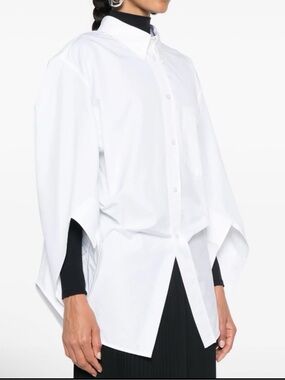 Balenciaga White Oversized Draped Button Shirt